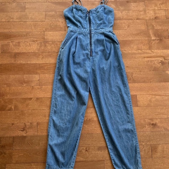 Anthropologie Pilcro And The Letterpress Blue Denim Zip Front Jumpsuit - Picture 4 of 5